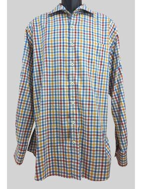 Peter Millar Multi-Color Check Check Long Sleeve Shirt XL Cotton